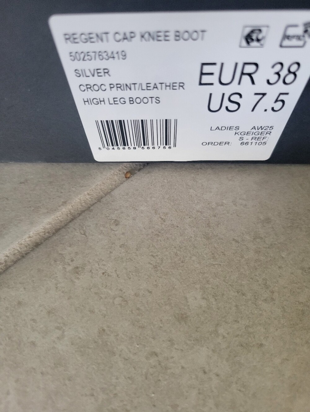 Kurt Geiger-London Metallic Silver Croc-Embossed Knee High Boots -NWT! - Picture 10 of 10